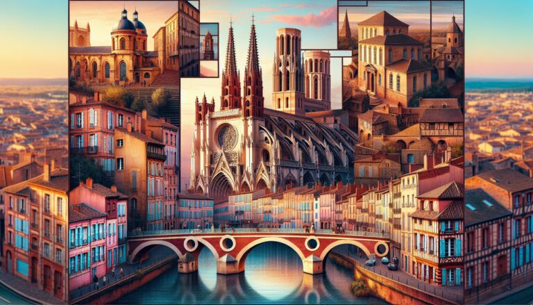 Ville française en T avec Pont Neuf, Tours Cathedral, Troyes.