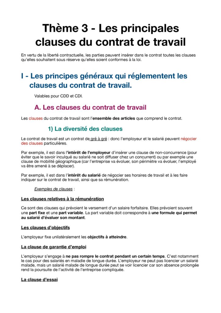 Quelles sont les clauses essentielles à inclure dans un contrat de travail en CDI ?